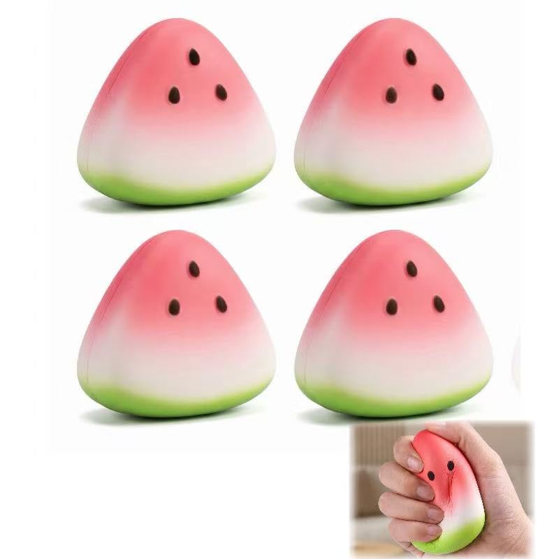 Maslasee 4Pcs Watermelon Squishy Toys for Adults,soft Gel Squeeze Stress Relief Toys, Portable Fidget Sensory Toys for Anxiety Relief, Office Desk Decor & Relaxation Gadgets for Men Women