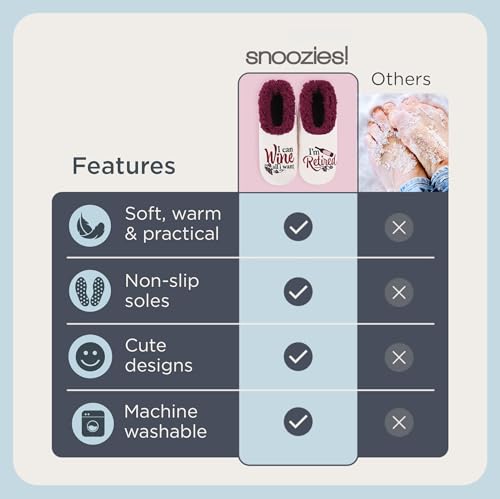 Image of Snoozies Slipper Socks -Funny Quote House Slippers for Women, Non-Slip Fuzzy