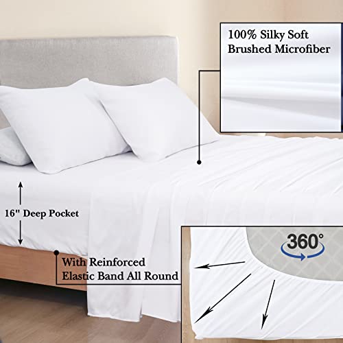 Phf Ultra Soft Comforter Sets California King-7 Pieces Bed In A Bag Comforter & Sheet Set-Comfy Cozy Bedding Set Include Comforter, Pillow Shams, Flat Sheet, Fitted Sheet And Pillowcase, White #TOP3