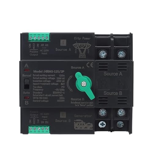 Interrupteur d'alimentation sans interruption double source rail DIN 2P