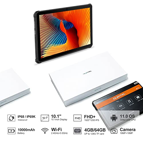 Android Tablet, 10000 mAh Robuust Tablet OUKITEL RT1 (10.1 Inch, WIFI, Android 11, 64 GB, 128 GB Uitbreidingsgeheugen… - Image 6
