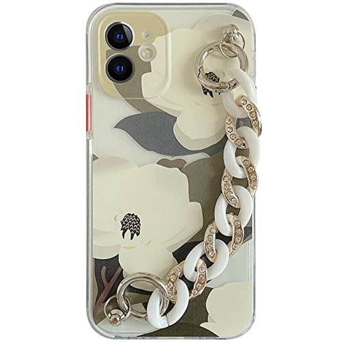 Coque de chaîne pour iPhone 7 8 Plus fleur de lys blanc antichoc