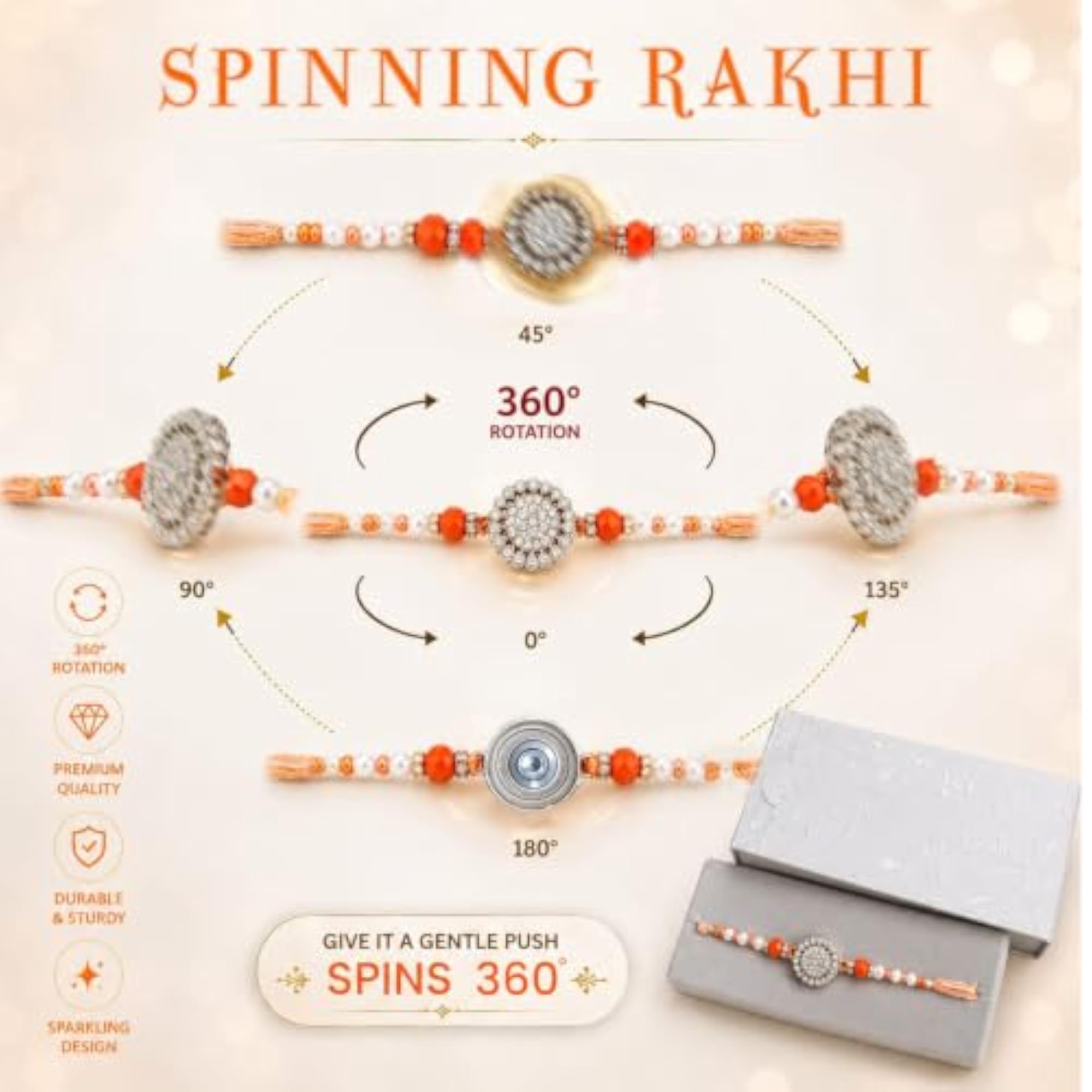 American Diamond Rakhi for Brother with Roli Chawal & Krishna Idol