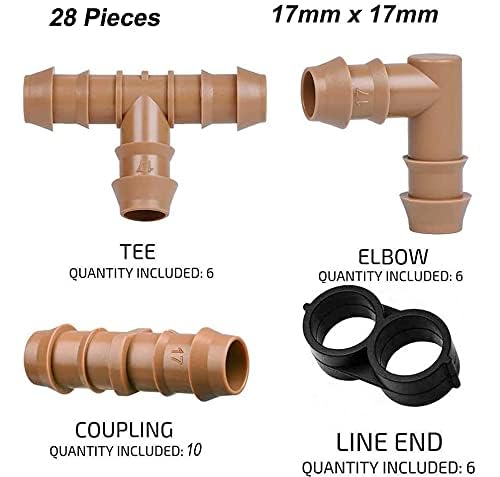 image for Arfun 28P Drip Irrigation Fittings Kit (17mm) for 1/2