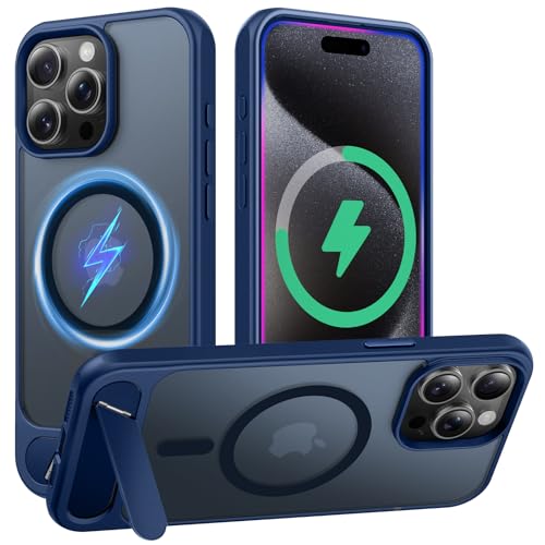 Coque mate iPhone 15 Pro Max translucide haut de gamme magnétique bleu TAURI