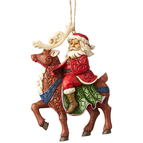 Heartwood Creek by Jim Shore Santa Riding Reindeer Hanging Ornament, Multi Color