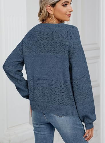 Image of JOCAFIYE Womens Sweaters Casual Long Sleeve V Neck Pullover Sweater Tops