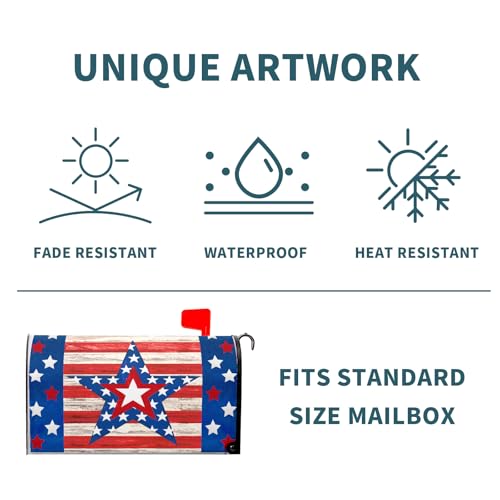 Image of Patriotic Star American Flag Magnetic Mailbox Cover Standard Size 21 inchx18 inch 4th of July Independence Day Mailbox Deacal Covers Farmhouse Rustic Welcome Post Letter Box Wrap for Home Garden Yard Outside