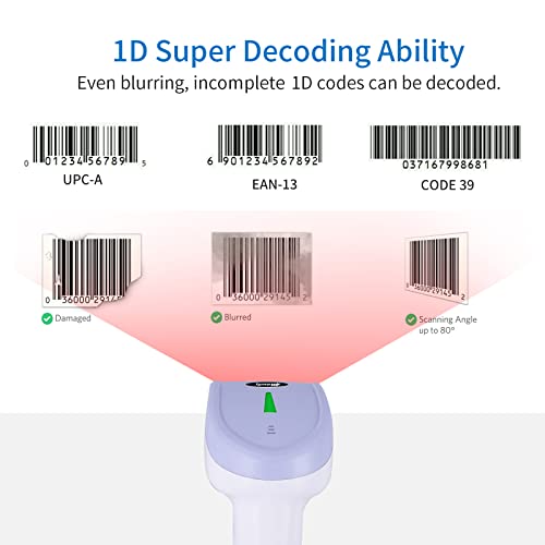 Alacrity Bluetooth Barcode Scanner Handheld Usb Wireless Bar Code Reader Scanner Compatible 2.4G Wireless & Bluetooth Function & Wired Connection For Pc Laptop Tablet Smart Phone #TOP1