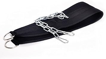 Pull-up Belt Weighted Dip Belt with Chain Double D-ring Weightlifting Back Support Strap Home Gym Equipment Waist Belt