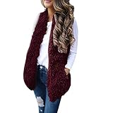 Damen Weste Winter Kunstpelz Weste Ärmellose Fellweste Damen Fleeceweste Plüschweste Ärmellos Kunstfell Teddy Warm Bequem Pelzweste Pelzjacke Pelzmantel