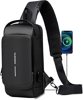 شنطة ظهر مقاومة للماء من رواكيفا شنط للرجال مضادة للسرقة مع USB كروس للسفر مناسبة للاستخدام اليومي والسفر والتسوق والمناسبات الاخرى اسود
