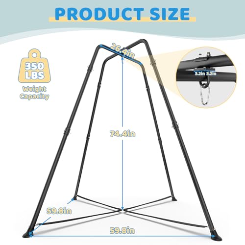 Swing Stand Frame with Sensory Pod Swings and Chair, Sensory Swing Set, X-Shaped Swing Frame, Heavy-Duty Metal Hammock Chair Stand for Adults Indoor and Outdoor 330LBS(Blue) by G TALECO GEAR - Image 7