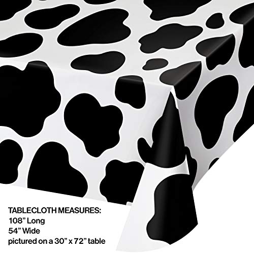 Creative Converting Party Supplies, Cow Print Plastic Tablecover, Tableware, 54 x 108", Multicolor, 1ct