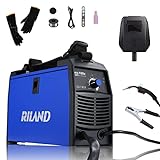 RILAND MIG Welder 110v, MIG Welding Machine, Automatic Wire Feed Welder, Flux Cored Welder with DIY Home Portable Welder Accessories 110/115/120V-MIG 100E…