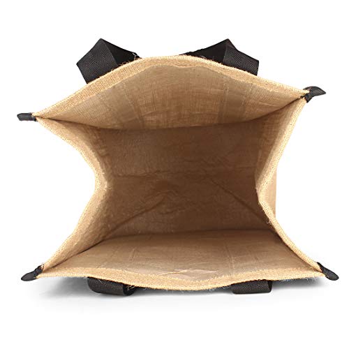 Image of DOUBLE R BAGS Laminated Jute Reusable Shopping Bags Kitchen Essentials Grocery Vegetable Lunch Carry Bag With Full Handles Multi-purpose Bag Stylish Designs Pack of 3