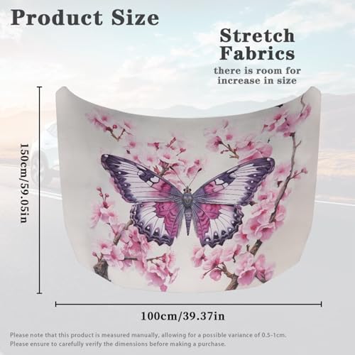 Image of Car Hood Cover,Butterfly Design All Weather Comfortable Car Hood Cover Protector Suitable Most Automotive Sedans Trucks Pickup Sports Cars