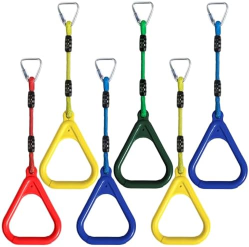 Vdealen Kinder Klettern Ringe Schaukel Outdoor Multifunktions Turnringe, Multifunktions Trapeze Schaukel für Innen- und Außenbereiche geeignet, kann 120 kg tragen（6er Stück）