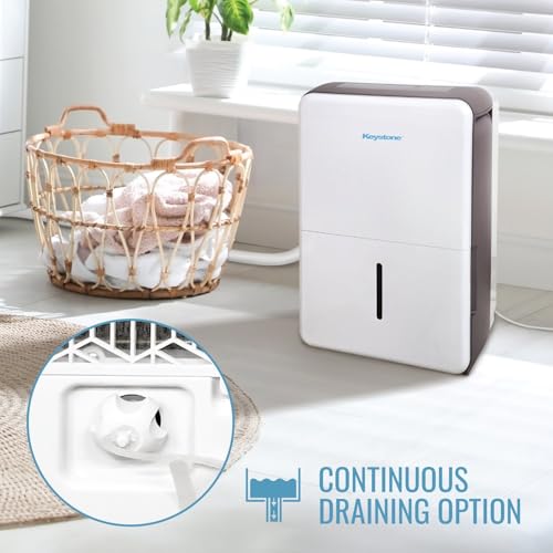 Image of Keystone 50-Pint Portable Dehumidifier for Basement, Garage, Living Room, and Extra Large Rooms up to 4,500 Sq.Ft., 115V, Quiet Dehumidifier for Home and Moisture Absorber with Auto-Shutoff and Timer
