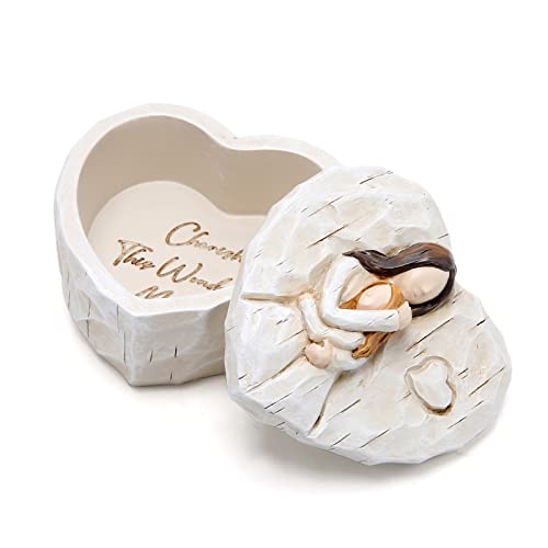 Hodao Mothers Day Jewelry Keepsake Box Sculpted Hand-Painted Memorial Box Anniversary Sweet Mother's Day Gifts Jewelry Home Decor Table Decorations Birthday Gifts For Mom, Grandma, Women