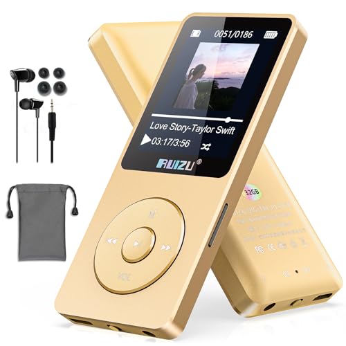 64GB MP3 Player with Bluetooth 5.3, Ultralight (30g), Up to 80 Hours of Battery Life, 1.8 Inch Screen, Ideal for Sports, Children and Adults, Supports TF Cards up to 128GB