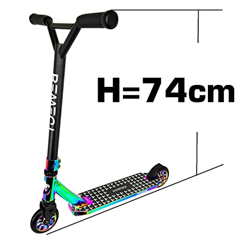 BEWEGT Evoattack Jr. neochrome stuntstep freestyle kickscooter scooter scooter 110 mm aluminium wielen ABEC 9 mini… - Afbeelding 3