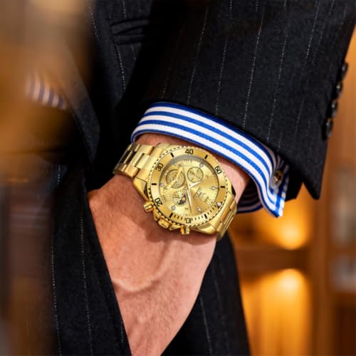 Image of OLEVS Watches for Men Chronograph Luxury Dress Stainless Steel Wrist Watch
