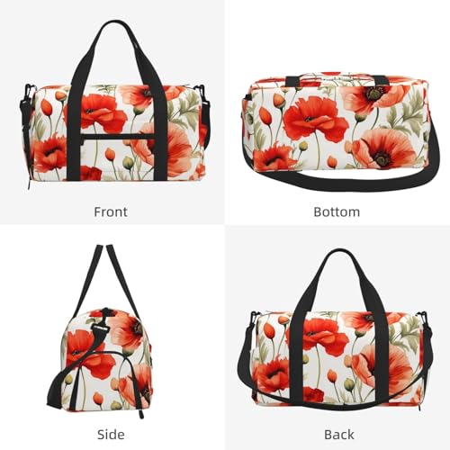 Bolsa de gimnasio resistente al agua con estampado floral de amapola 2