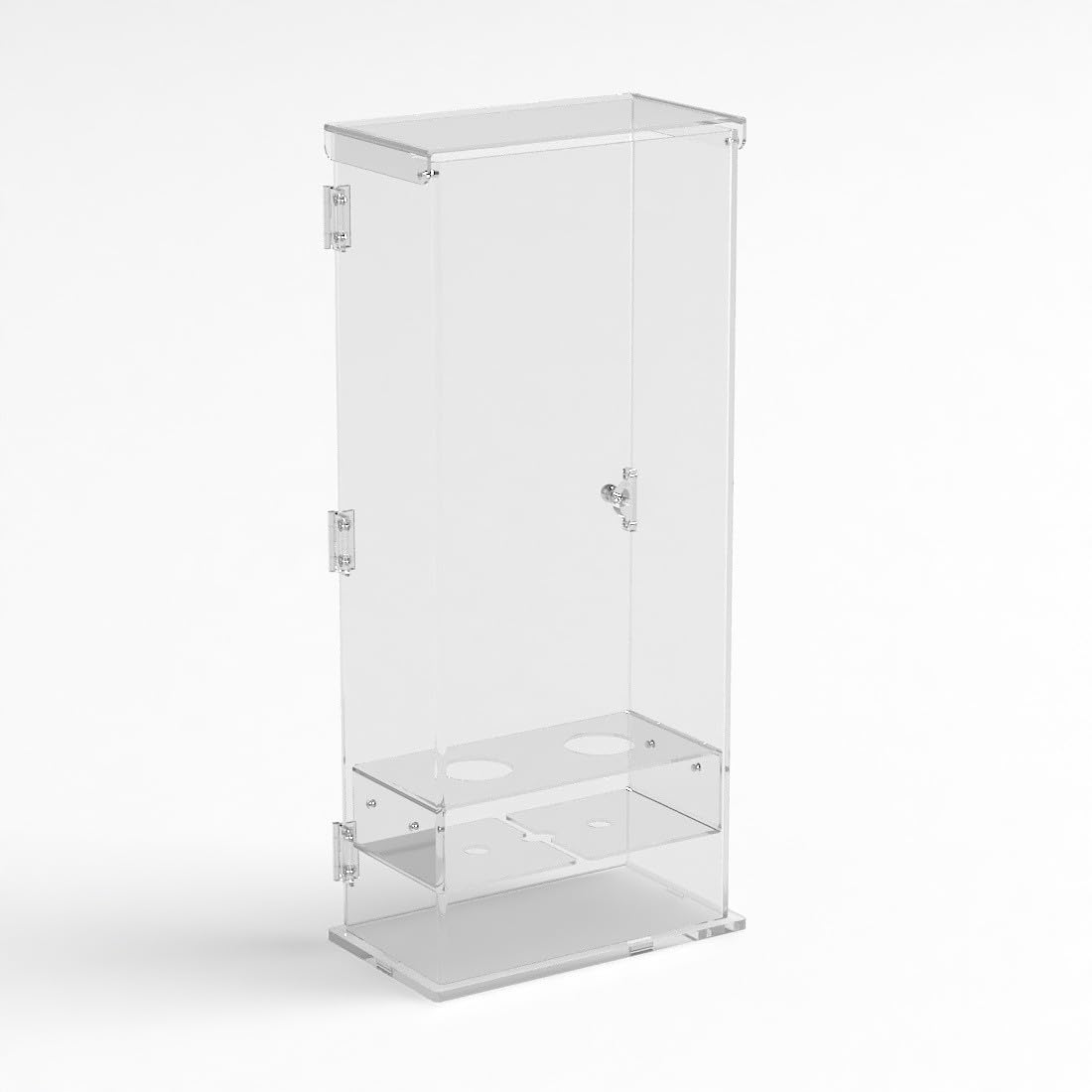 Porta coni gelato per cialde grandi in plexiglass trasparente a 2 fori con sportello - Misure: 27 x 13 x H61 cm