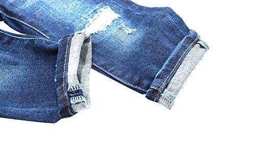 Calça jeans skinny infantil KIDSCOOL Space rasgada com faixa elástica, Azul, 5-6 anos