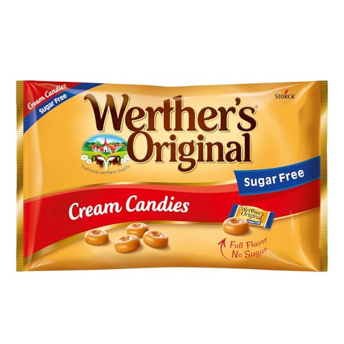 Werther's Original Cream Candies (1 kg), caramelos sin azúcar de mantequilla y nata fresca, toffees dulces y cremosos, caramelo sin gluten con sabor a crema