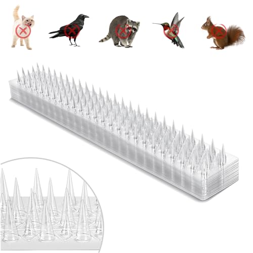 Zipcase 36-Pack Clear Transparent PVC Bird Spikes-Advanced Dual-Length Spikes for Narrow Landing Gaps and Precision Deterrence,Effectively Guarding Against Birds,Pigeons,Cats,Squirrels,and Raccoons.