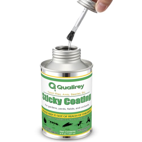 Qualirey 1 Pack Sticky Coating Insect Trap with Brush Insect Barrier Outdoor DIY Adhesive Traps Coating Lanternfly Deerflies for Gardens Orchards and Around The Home to Protect Trees Plants (8 oz)