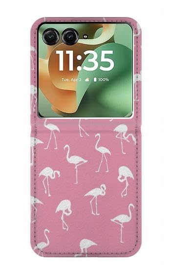 Housse cuir premium Motorola Razr+ finition soignée flamant rose