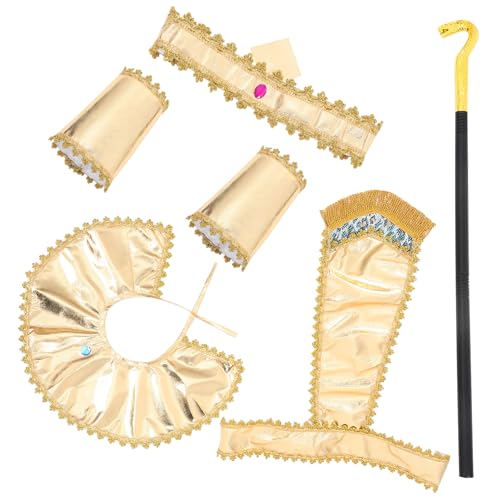 Costume pharaon homme or et noir en tissu set complet égyptien