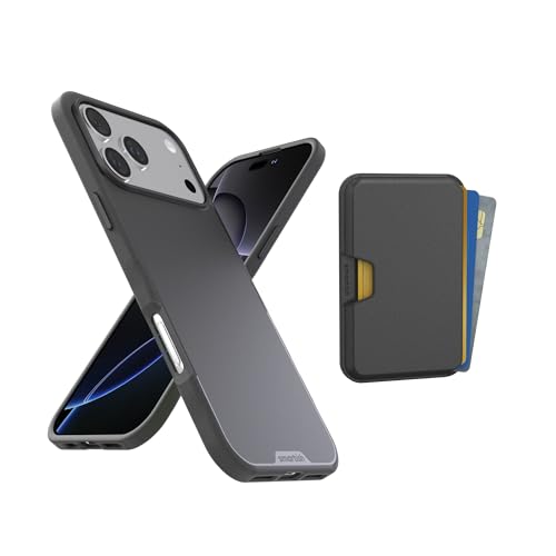Image of Smartish iPhone 17 Pro Max MagSafe Case + MagSafe Wallet - Magnetic Slim Case - Thin Grip Cover with Detachable Wallet - Magnetic Card Holder for Apple iPhone 17 Pro Max - Black Tie Affair