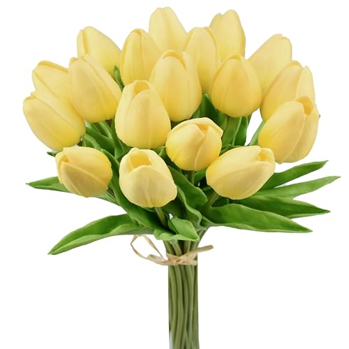 Image of Mandy's 20pcs Artificial Light Yellow Tulips