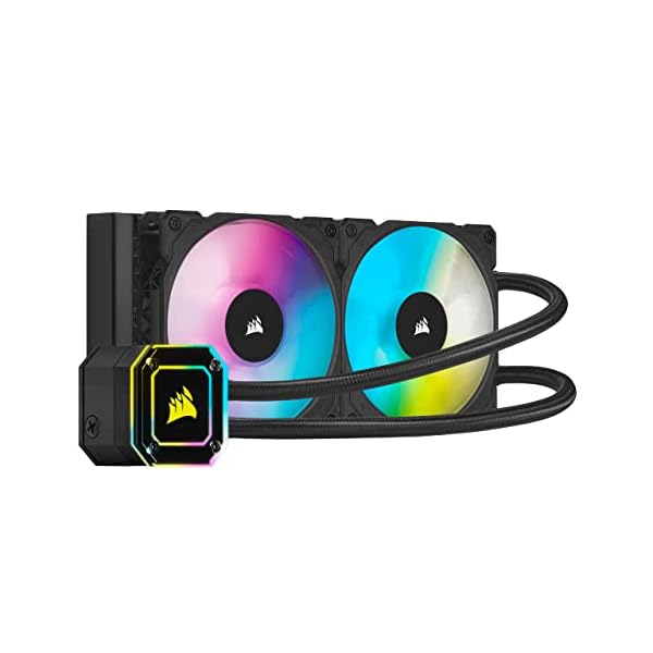 Corsair iCUE H100i ELITE CAPELLIX Refrigerador Líquido de CPU, 33 LED RGB CAPELLIX, Dos ventiladores PWM de 120 mm ML RGB, 400 y 2.400 RPM, Corsair iCUE Commander CORE Incluido, Negro
