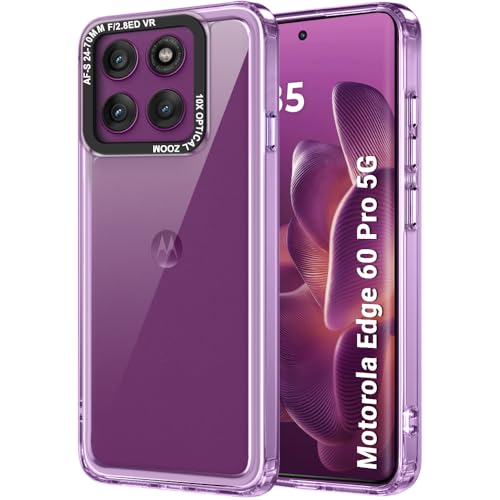 TheGiftKart Hybrid Shockproof Back Cover Case for Motorola Moto Edge 60 Pro 5G | Stylish Camera Border | Plated Buttons | Crystal Clear Hard Cover for Moto Edge 60 Pro (TPU & PC, Purple Bumper)