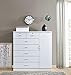 Hodedah 7 Drawer Jumbo Chest, Five Large Drawers, Two Smaller Drawers with Two Lock, Hanging Rod, and Three Shelves | White