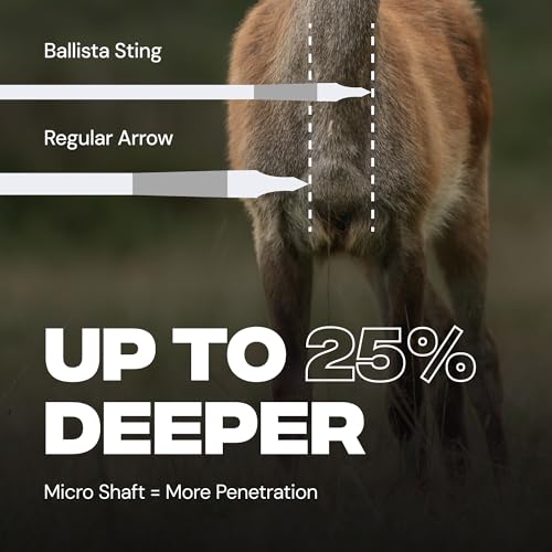 BALLISTA Sting Micro-Diameter Carbon Crossbow Bolts with Stainless Steel Penetrator Inserts – 16\" Arrows – Half-Moon Nocks – 3-Pack