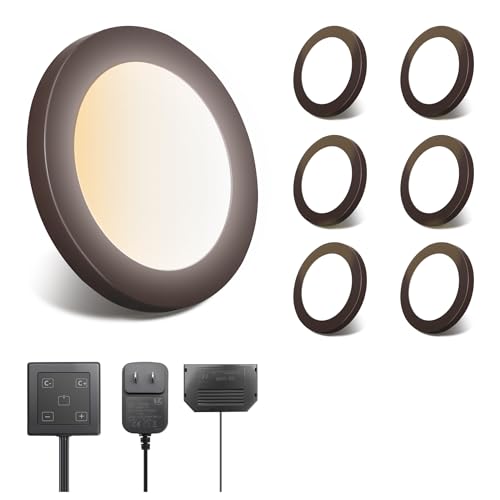 V4light LED Puck Lights 6 Pack, 6mm Ultra-Thin Plug in Under Cabinet Lighting with Touch Dimmer...