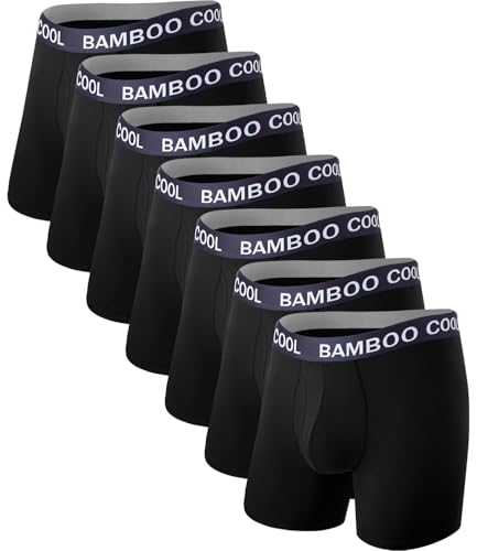 Image of BAMBOO COOL Men's Underwear Boxer Briefs Fly with Built-in 3D Pouch Comfortable Cool Underwear for Men 4 Pack