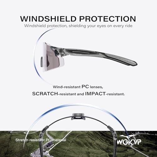 WGKVP Óculos de sol esportivos fotocromáticos sem moldura para homens e mulheres, dirigir, pesca, ci