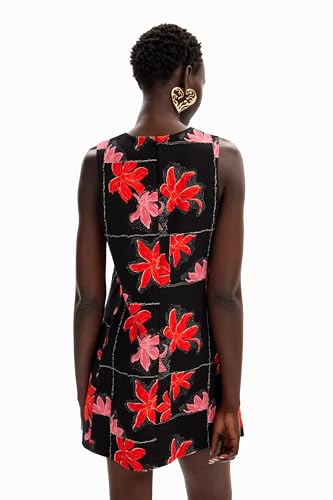 Desigual Women's Floral Mini Pinafore Dress Black3
