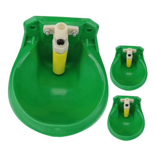 WRITWAA 3個自動給水器 耐衝撃プラスチック製家畜用水飲みボウル 自動弁搭
