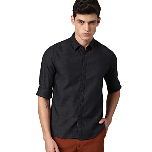 Image of Dennis Lingo Men's Slim Fit Solid Casual Shirt (Grey)