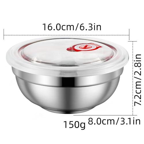 Ceiteo SILVER BOWL 28 Oz Stainless Steel Large Bowls Set Of 6, Metal Double-Walled Insulated Noodle Soup Bowls thumb #1