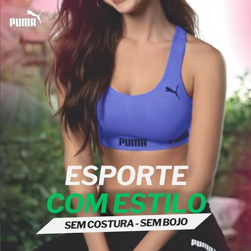 PUMA Kit 2 Tops Puma Nadador Sem Costura M 1 Rosa Neon - 1 Preto