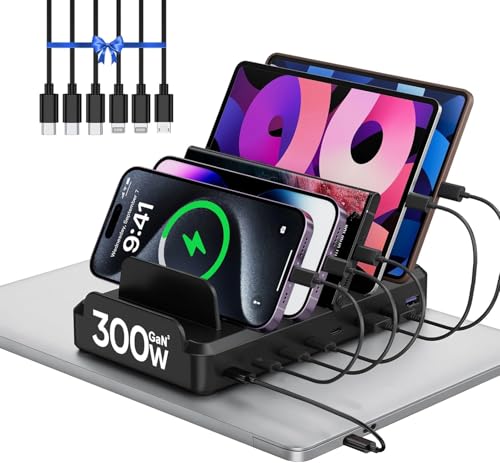 300W Charging Station for Multiple Devices, 8 Port Multi USB C Fa...